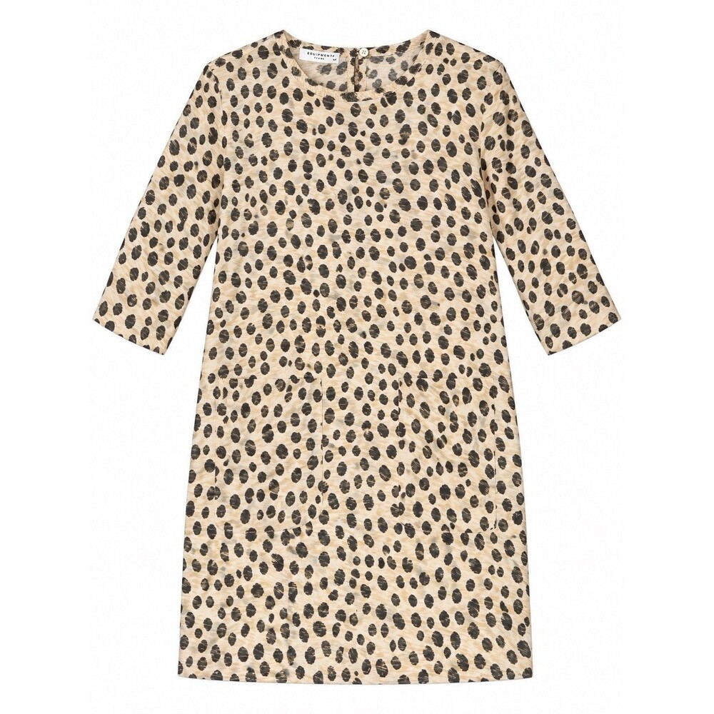 Equipment Femme Aubrey 100% Silk Leopard Print Shift Mini Dress S/P Pockets